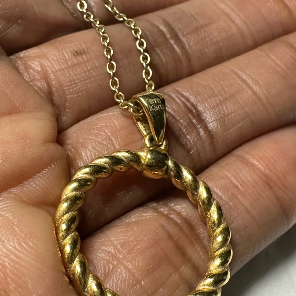 Gold Twisted Pendant Necklace - Picture 2 of 14